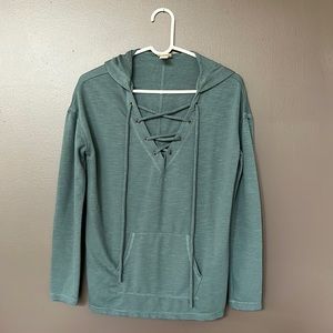 Turquoise Sweatshirt with tie up front, Target, small
